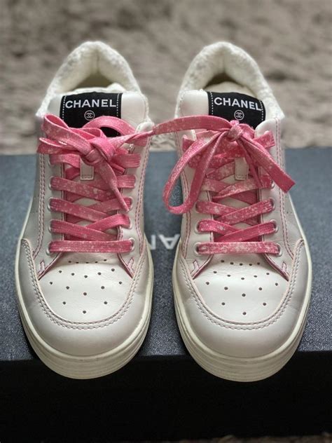 chanel sneakers pink and white.